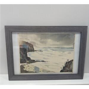 MCM Watercolor Painting California Framed Artist Unknown Milford Zornes Style